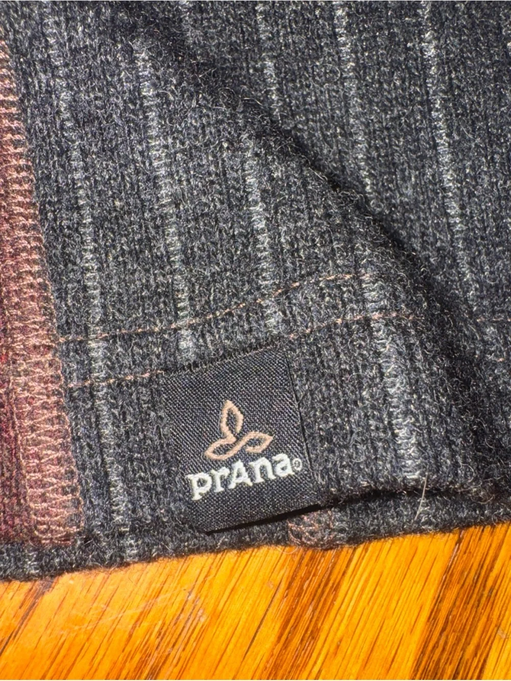 Prana Men's Brown and Charcoal Quarter-Zip Pullover Sweater wool blend